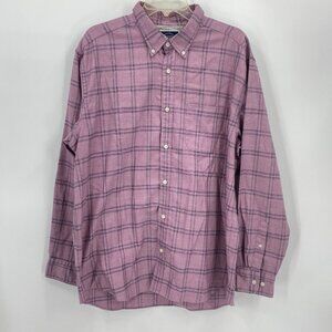Charles Tyrwhitt Non Iron Classic Fit Dress Shirt Pink Blue Plaid Cotton Mens XL